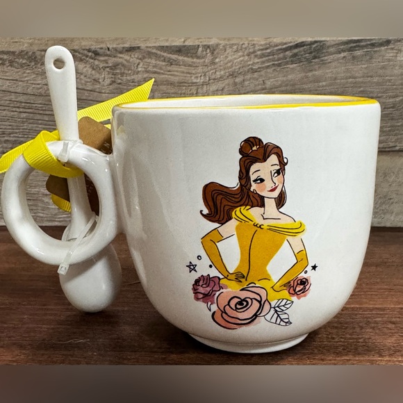 Rae Dunn Disney Beauty And The Beast BELLA Double Side Mug with Spoon 🥄 … - Picture 3 of 11